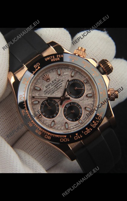 Rolex Daytona Japanese Movement Gold Casing Replica Watch in Meteorite Pattern Dial 