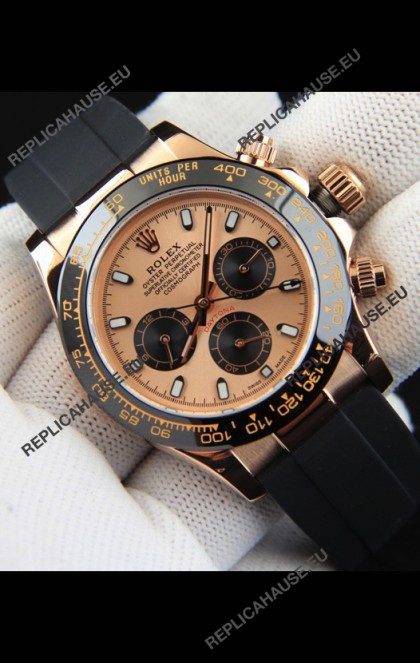 Rolex Daytona Japanese Movement Gold Casing Replica Watch in Champange Dial 