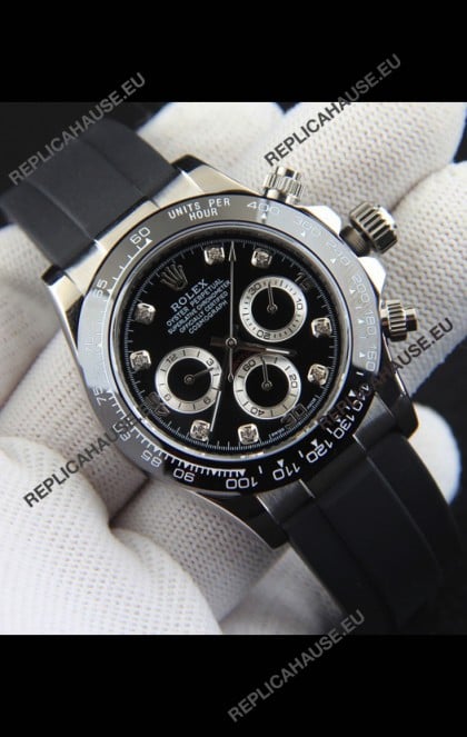 Rolex Daytona Japanese Movement Steel Casing Replica Watch in Black Dial