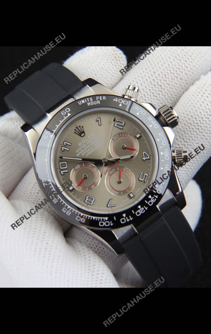 Rolex Daytona Japanese Movement Steel Casing Replica Watch in Grey Dial