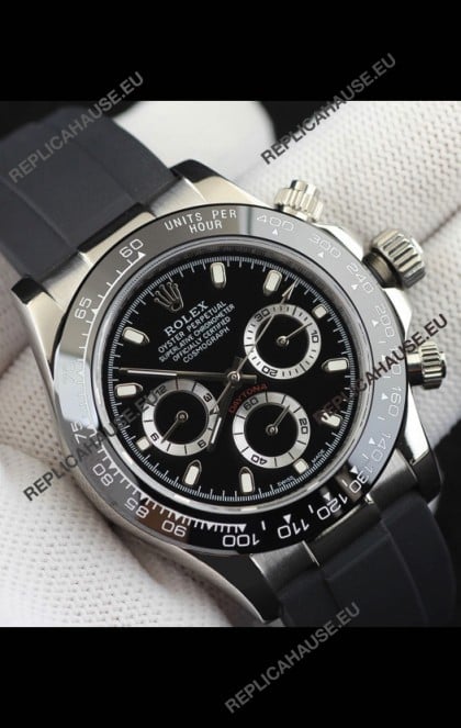 Rolex Daytona Japanese Movement Steel Casing Replica Watch in Black Dial