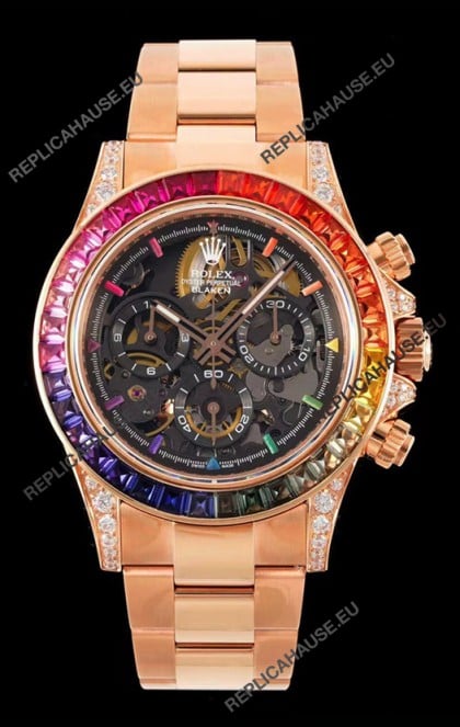 Rolex Daytona Blaken Gold 1:1 Swiss Mirror Replica Skeleton Dial Cal.4130 Movement
