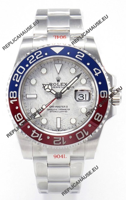 Rolex GMT Masters II Super Clone 126720 Cal.3285 White Meteorite Dial 904L Steel in Oyster Strap Swiss Replica