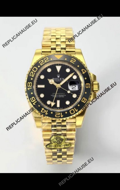 Rolex GMT Masters II Super Clone M12718 Yellow Black Dial Swiss Replica Watch 