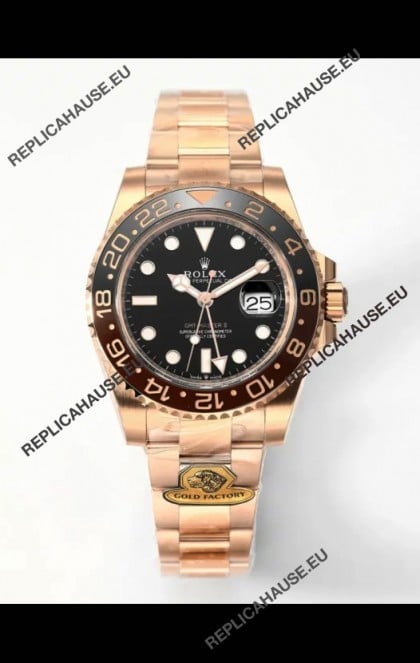 Rolex GMT Masters II Super Clone Root Beer 126711CHNR Rose Black Dial Swiss Replica Watch 