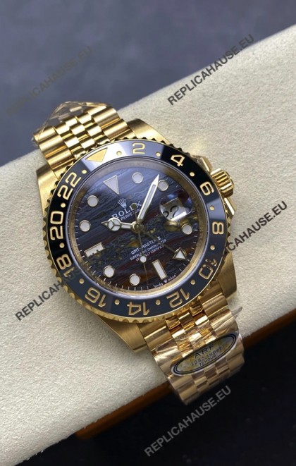 Rolex GMT Masters II Super Clone 126718GRNR Yellow Gold Tiger Iron Dial Swiss Replica Watch