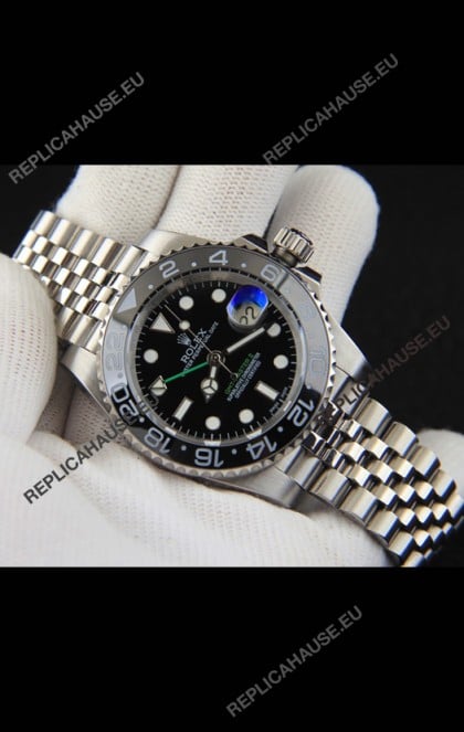 Rolex GMT Masters II Japanese Movement Replica Watch Steel Case Black Dial