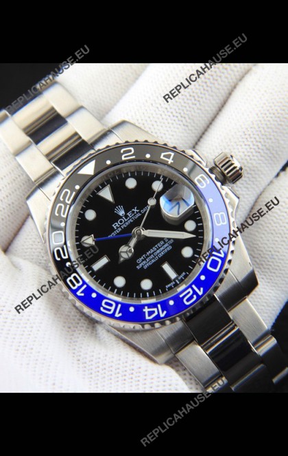 Rolex GMT Masters II Japanese Movement Replica Watch Steel Case Black Dial