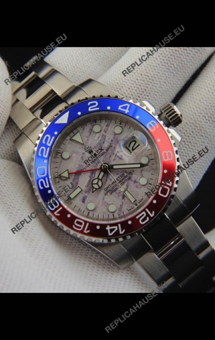 Rolex GMT Masters II Japanese Movement Replica Watch Steel Case Meteorite Pattern Dial