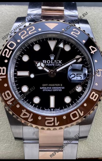 Rolex GMT Masters II M126711CHNR-0002 Everose Two Tone Gold Swiss Replica 1:1 Mirror Watch