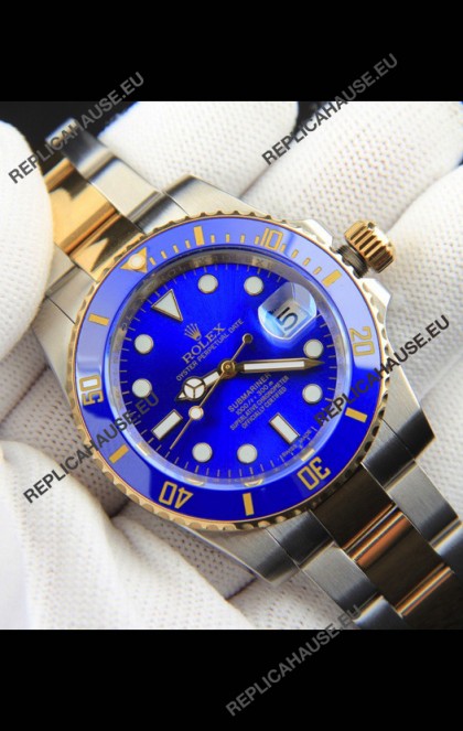 Rolex Submariner Japanese Replica Watch in 2 Tone Yellow Gold Casing Blue Dial 