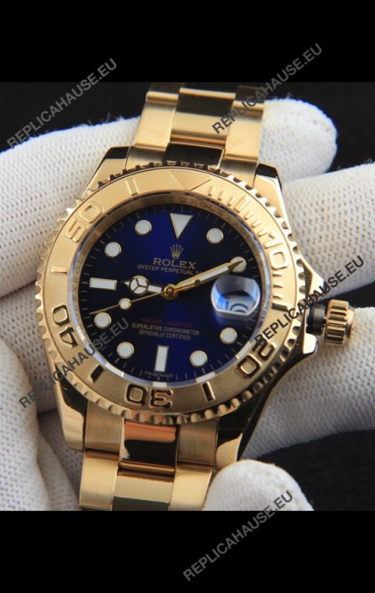 Rolex Yachtmaster Japanese Movement Watch in Gold Casing - Blue dial 37MM