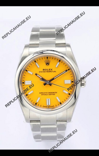 Rolex Oyster Perpetual REF#126000 36MM Swiss Movement Swiss Replica Yellow Dial 904L Steel 1:1 Mirror Replica Watch