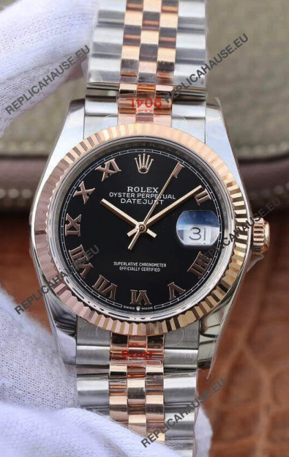 Rolex Datejust 36MM ETA-3135 Movement Swiss Replica in 904L Two Tone Roman Dial
