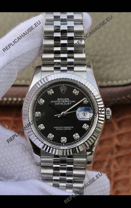 Rolex Datejust 36MM ETA-3135 Movement Swiss Replica in 904L Steel in Navy Blue Dial 