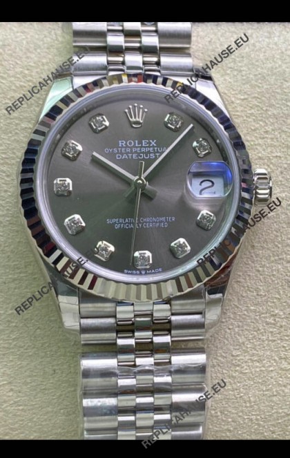 Rolex Datejust 31MM ETA-2671 Movement Swiss Replica in 904L Steel in Grey Dial