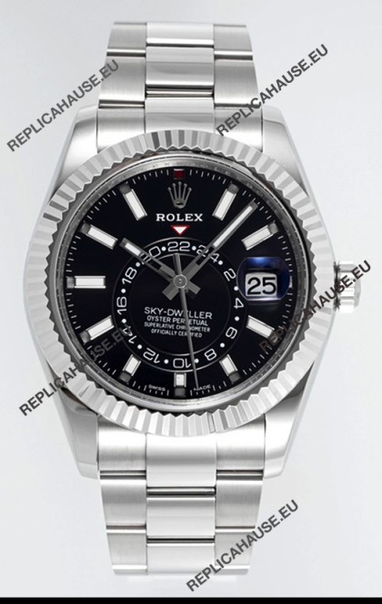 Rolex Sky-Dweller REF #m336934 Black Dial Watch in 904L Steel Case - Super Clone Watch