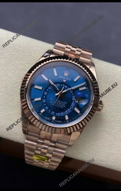 Rolex Sky-Dweller REF# 336935 Blue Dial Watch in Rose Gold 904L Steel Case 1:1 Mirror Replica