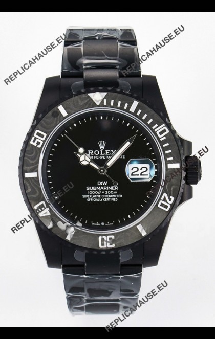 Rolex Submariner DiW DLC Coated Steel Casing Carbon Fiber Bezel Watch