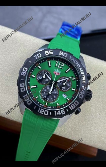 Tag Heuer F1 Edition Swiss Quartz Watch in Green Dial Stainless Steel Casing Rubber Strap