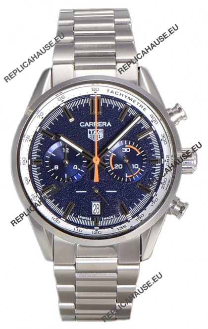 Tag Heuer Carrera Chronograph 43 Swiss Quartz Replica Watch Blue Dial Steel Strap 