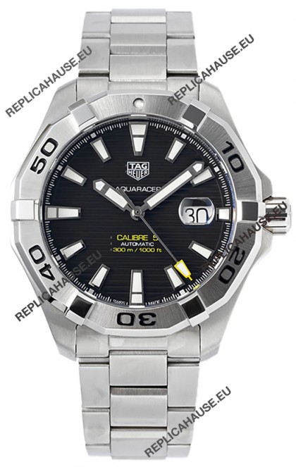 Tag Heuer Aquaracer Calibre 5 1:1 Mirror Replica Watch Black Dial 904L Steel 44MM