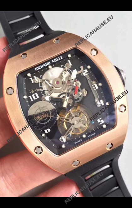 Richard Mille RM001 Genuine Tourbillon Swiss Replica Watch in Rose Gold Casing