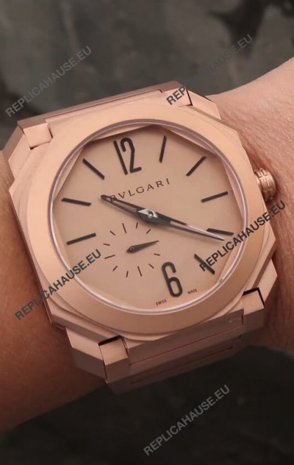 Bvlgari Octo Finissmo Edition 1:1 Mirror Replica Rose Gold Sandblasted Ceramic Casing and Strap 