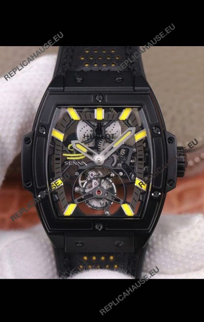 Hublot Masterpiece MP Senna Edition Genuine Tourbillon Swiss Replica Watch in PVD Coating