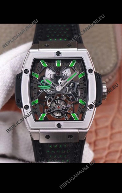 Hublot Masterpiece MP Senna Edition Genuine Tourbillon Swiss Replica Watch in Titanium Casing