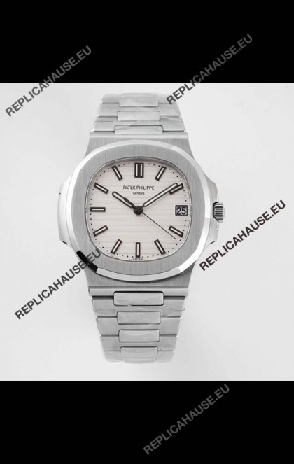 Patek Philippe Nautilus 5711/1A-011 1:1 Mirror Swiss Replica Watch in White Dial 904L Steel 