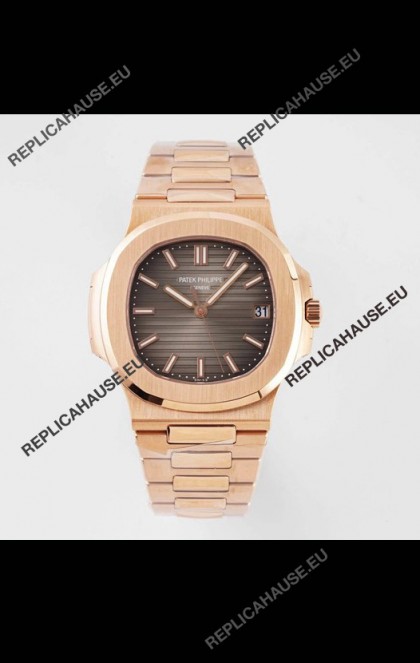 Patek Philippe Nautilus 5711/1R-001 1:1 Mirror Replica in 904L Steel Rose Gold Brown Dial