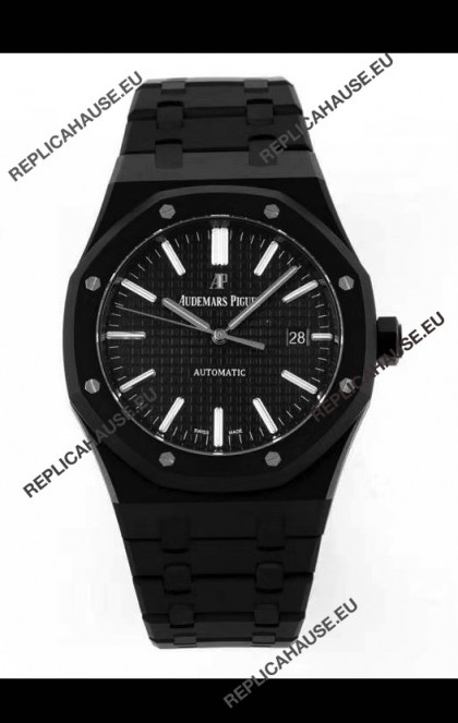 Audemars Piguet Royal Oak PVD Coated Swiss Replica Watch 3120 Swiss Movement - Black Dial 