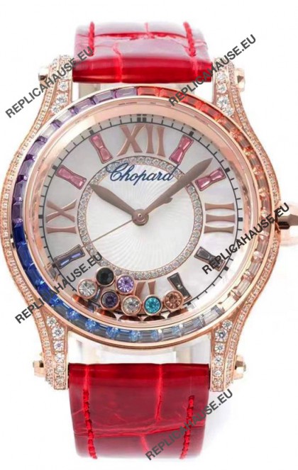 Chopard Happy Sport Swiss Automatic Replica Watch - Rose Gold Casing - 36MM Wide 