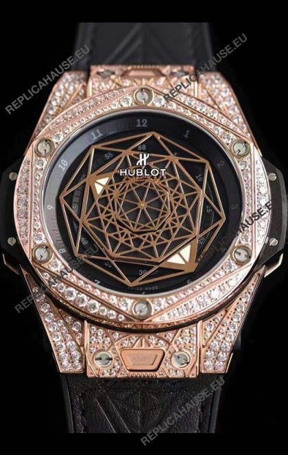 Hublot Big Bang Sang Bleu 45MM Stainless Steel Diamonds Edition Swiss Replica Watch