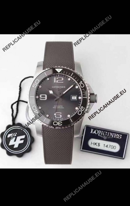 Longines HydroConquest 1:1 Mirror Swiss Replica Watch in Grey Dial Rubber Strap