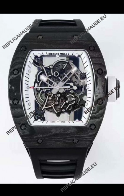 Richard Mille RM055 Forged Carbon Casing 1:1 Mirror Replica Watch in Black Strap 