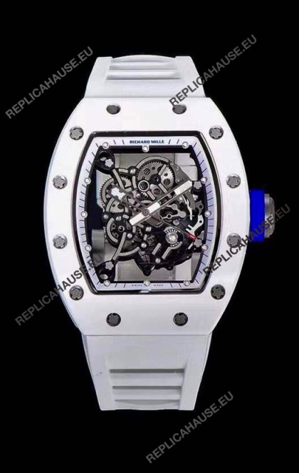 Richard Mille RM055 Ceramic Casing 1:1 Mirror Replica Watch in White Strap 