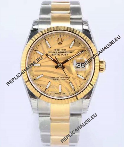 Rolex Datejust Palm Motif Dial 36MM Cal.3135 Movement Swiss Replica Watch in 904L Two Tone Casing