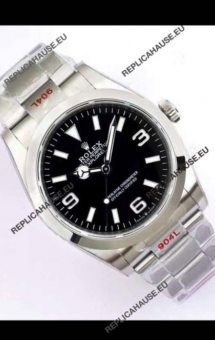 Rolex Explorer I Black Dial - 904L Steel in 3235 Swiss Automatic Movement