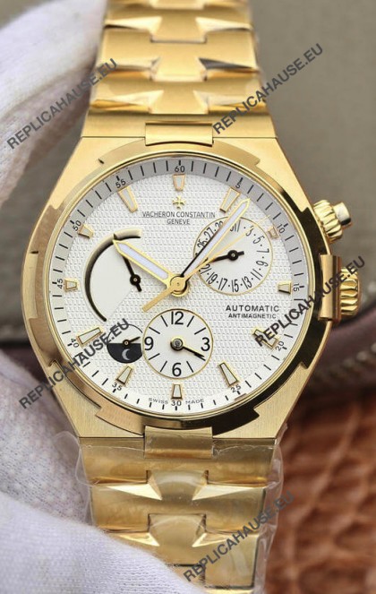 Vacheron Constantin Overseas Power Reserve Swiss Replica Watch in Yellow Gold Casing