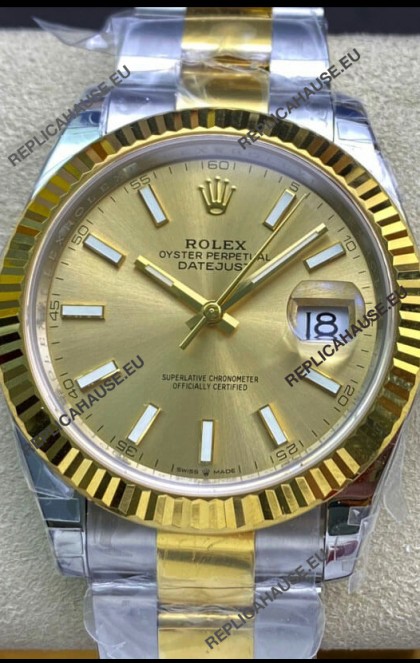 Rolex Datejust 126333 41MM Cal.3135 Swiss 1:1 Mirror Replica Watch in 904L Gold Dial 
