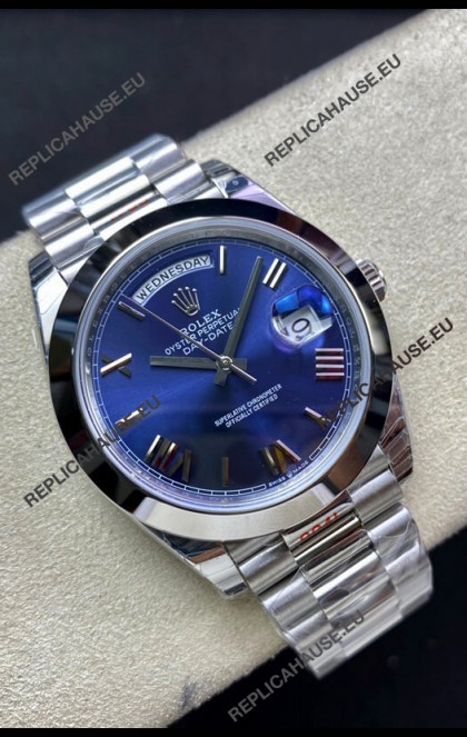 Rolex Day Date M228206-0015 904L Steel 40MM - Blue Dial 1:1 Mirror Replica