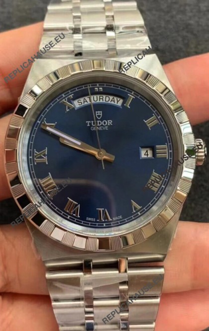 Tudor Royal Edition Watch - 1:1 Mirror Replica in Steel Casing - Blue Roman Dial