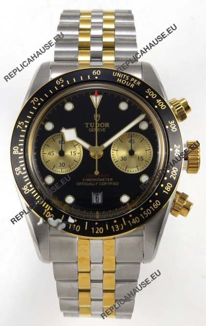 Tudor Super Clone Black Bay Chronograph Two Tone Watch in Black Dial