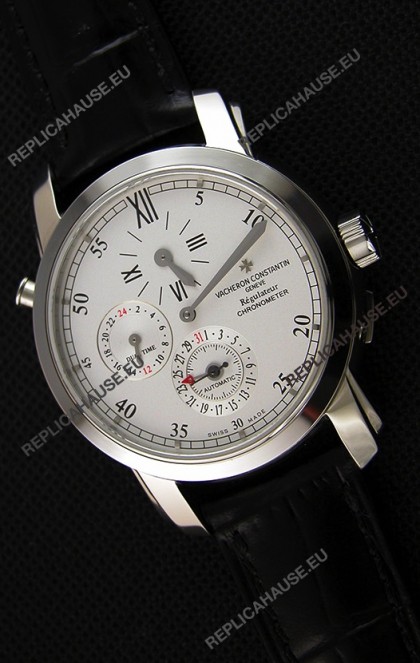 Vacheron Constantin Malte Dual Time Regulator Steel Swiss Replica Watch 