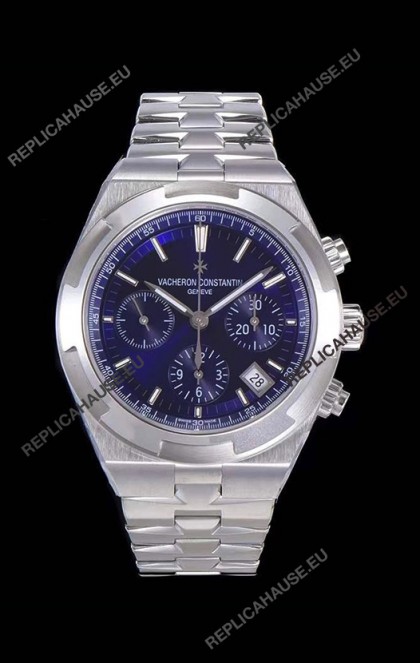 Vacheron Constantin Overseas Chronograph Blue Dial Swiss Replica Watch - Stainless Steel Strap
