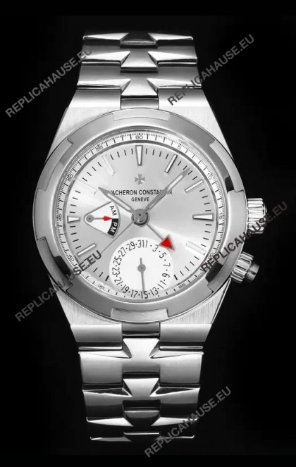 Vacheron Constantin Overseas Dual Time 1:1 Mirror Swiss Replica Watch in Steel Dial 