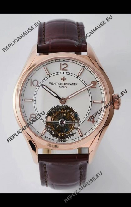 Vacheron Constantin Fiftysix Tourbillon Rose Gold Steel 1:1 Mriror Replica White Dial