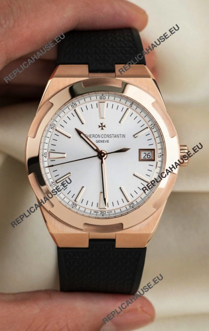 Vacheron Constantin Super Clone Overseas Edition Rose Gold Casing Rubber Strap